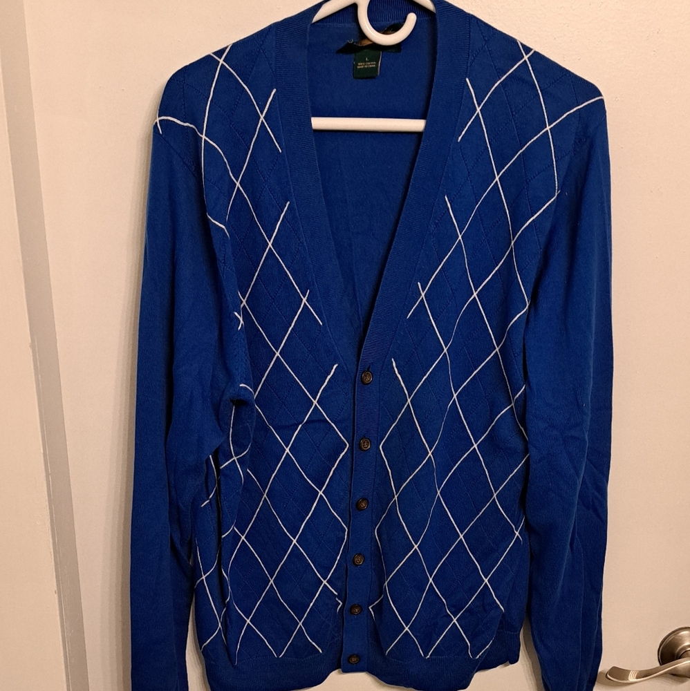 Blue Brooks Brothers Argyle Cardigan